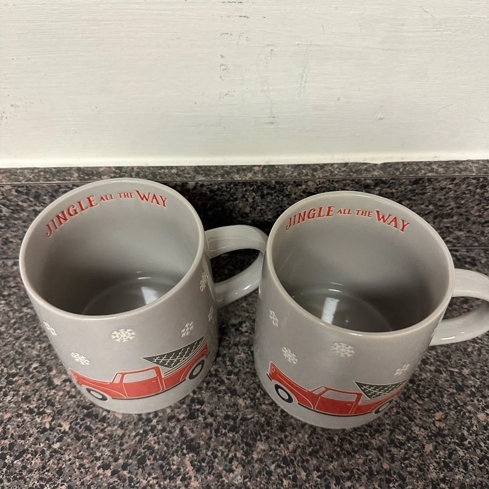 Christmas Red Truck Ceramic Mug Set